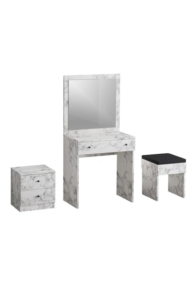 Decormet Nice Makyaj Masası Carrara Marble - Resim 9