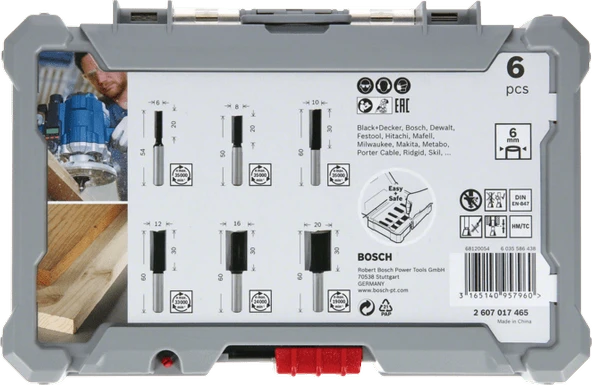 BOSCH 6 mm Saplı Profesyonel Ahşap Freze Bıçak Seti 6 Parça (2607017465) - Resim 2
