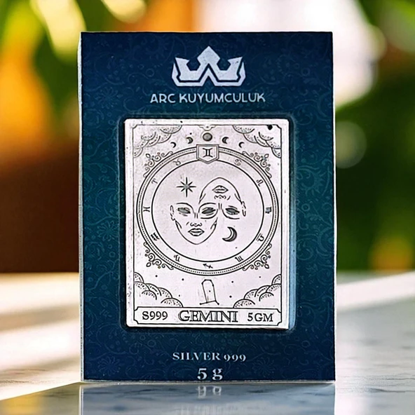 İkizler Burçlarına Özel 999 Ayar Gümüş ile Üretilmiş Hediyelik Gümüş Külçesi-522