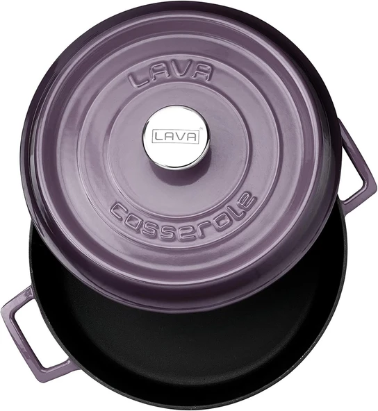 Lava Döküm Çok Amaçlı Yayvan Tencere Trendy Serisi Mor 28 Cm - Resim 3