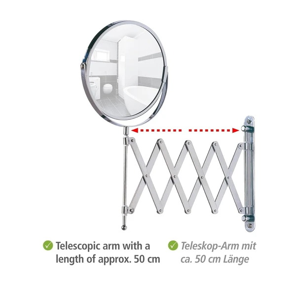 Wenko Mafsallı Ayarlanabilir Makyaj Aynası 3X Zoom Krom - 4