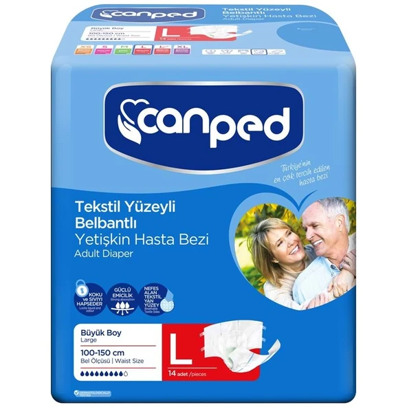 Canped Hasta Bezi Yetişkin Bel Bantlı Tekstil Yüzey L - Büyük - Large 14 Adet Tekli Pk ürün görseli 1
