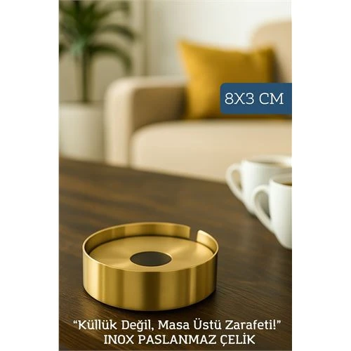 Gold Inox 1 MM Scotch Çelik Küllük – 8 cm x 3 cm | Modern, Hijyenik ve Dayanıklı Tasarım - 1