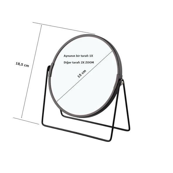 Wenko Ayaklı Masa Üstü Makyaj Aynası 2X Zoom Siyah - 2