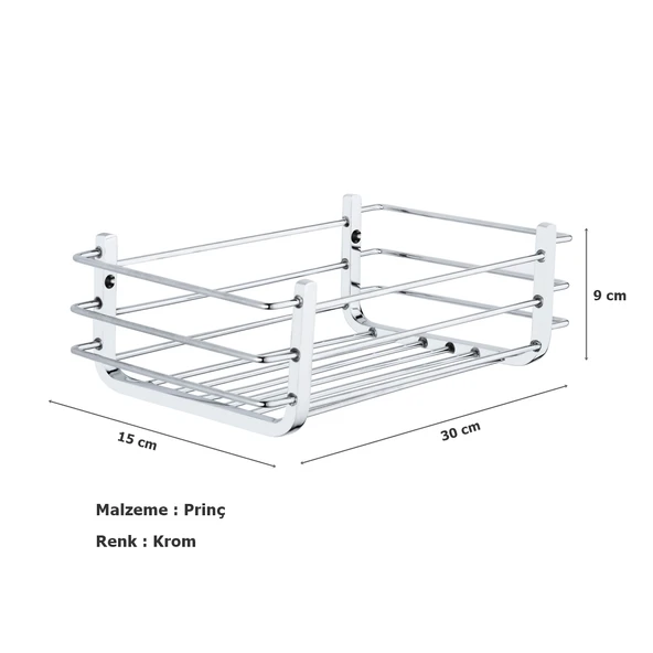 Tema Yatay Prinç Süngerlik Şampuanlık Krom Paslanmaz 30x15 cm - 2