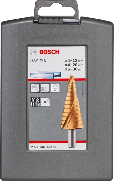 BOSCH 4-30 mm HSS-TiN Kademeli Matkap Ucu Seti 3 Parça (2608587432) - Resim 2