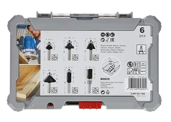 BOSCH 8 mm Saplı Profesyonel Ahşap Freze Bıçak Seti 6 Parça (2607017469) - Resim 3