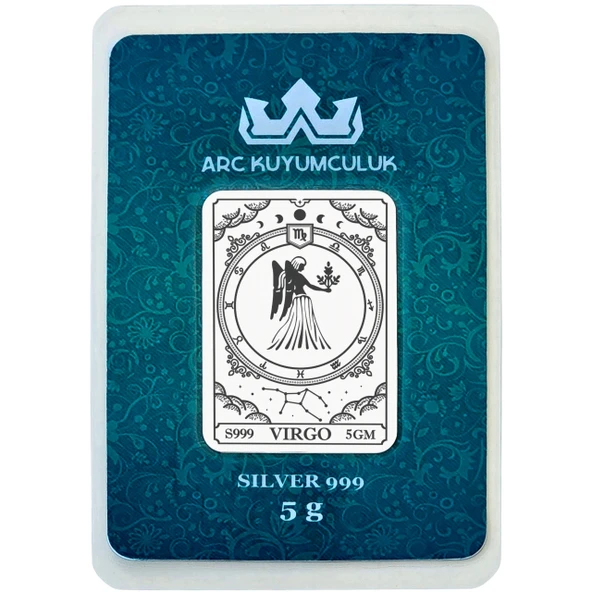 Eylül Ayı Doğumlarına Özel Başak Burcu Sembolü Hediyeye Özel 5 Gram 999 Ayar Gümüş Külçesi-521