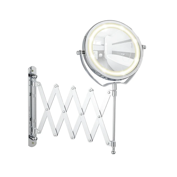 Wenko Mafsallı Ayarlanabilir Led Makyaj Aynası 3X Zoom Krom