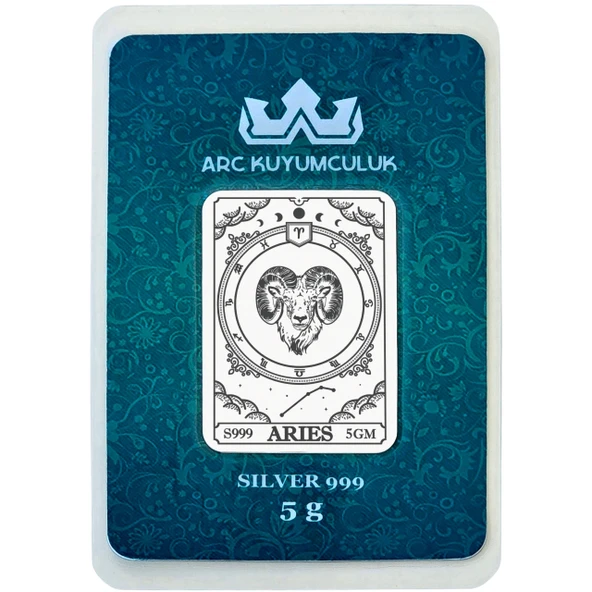 Nisan Ayı Doğumlarına Özel Koç Burcu Sembolü Hediyeye Özel 5 Gram 999 Ayar Gümüş Külçesi-520 ürün görseli