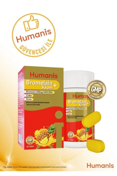 Humanis Bromelain+Krom, Çinko 60 Tablet - Resim 2