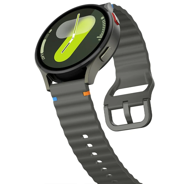 Huawei Watch GT6 41mm İle Uyumlu Dalga Desenli Tokalı Yumusaş Soft Silikon Kordon  Koyu Gri - 4