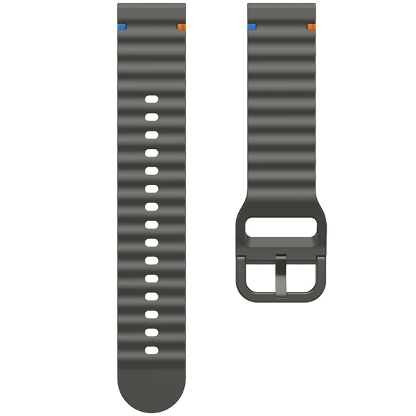 Huawei Watch GT6 41mm İle Uyumlu Dalga Desenli Tokalı Yumusaş Soft Silikon Kordon  Koyu Gri - 6