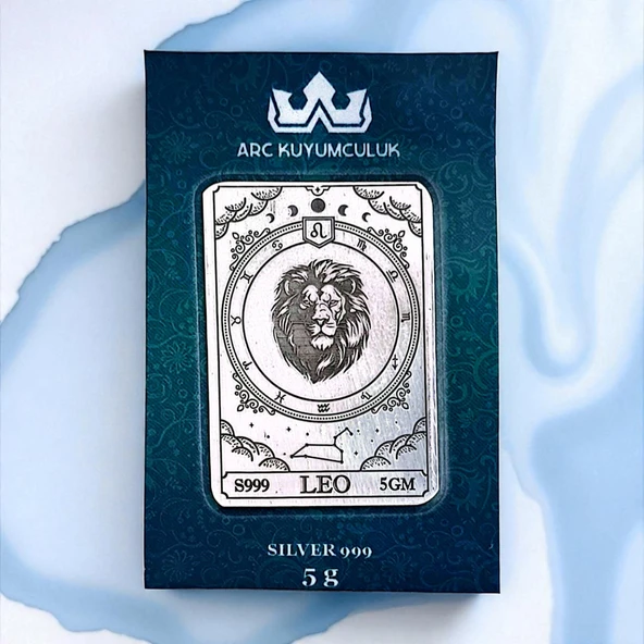Aslan Burçlarına Özel 999 Ayar Gümüş ile Tasarlanmış Hediyelik Gümüş Külçesi-519