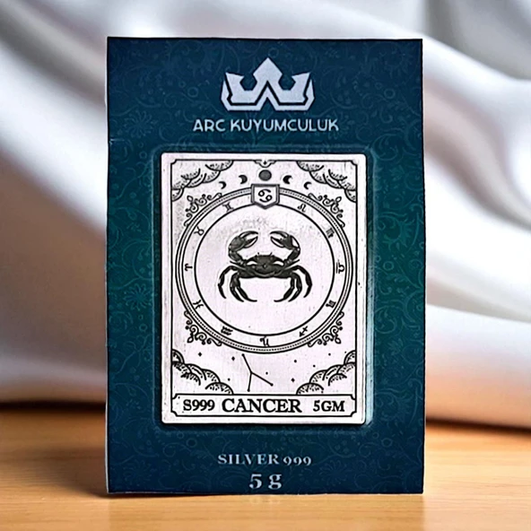 Yengeç Burçlarına Özel 999 Ayar Gümüş ile Tasarlanmış Hediyelik Gümüş Külçesi-523