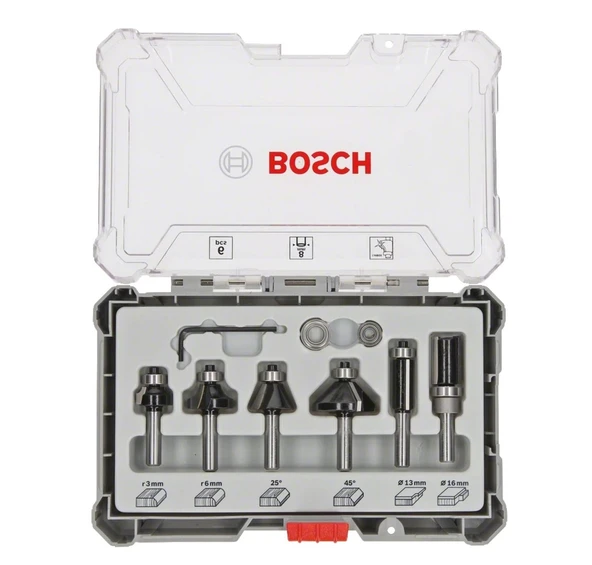 BOSCH 8 mm Saplı Profesyonel Ahşap Freze Bıçak Seti 6 Parça (2607017469) ürün görseli