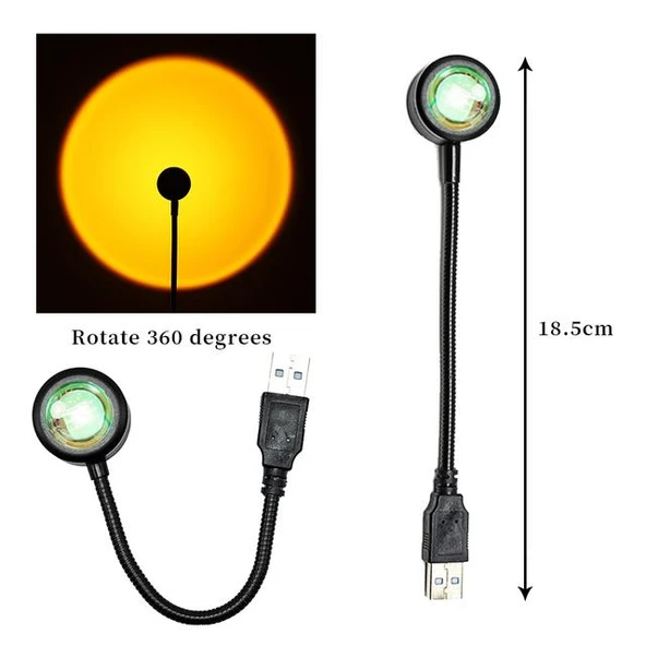 MİGHTY GÜN BATIMI RENK USB PROJEKTÖR GECE VE MASA LAMBASI FOTOĞRAF ÇEKİM IŞIĞI DEKORATİF IŞIK - 5