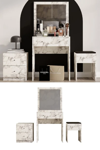 Decormet Nice Makyaj Masası Carrara Marble ürün görseli
