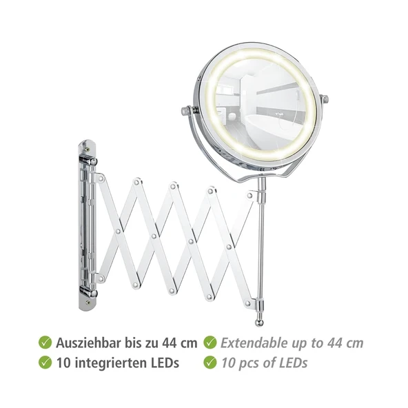 Wenko Mafsallı Ayarlanabilir Led Makyaj Aynası 3X Zoom Krom - 3