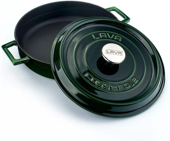 Lava Trendy 28 Cm Demir Döküm Yayvan Tencere Yeşil - Resim 2