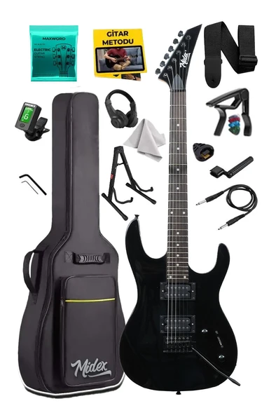 Midex Crade-ST Black Rosewood Klavye Super Strat Kasa HH Yüksek Kaliteli Elektro Gitar ürün görseli