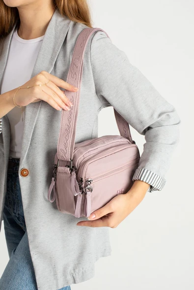 Yumuşak Dokulu Ultra Hafif, Esnek ve Su Geçirmez Polyamid Kumaş Omuz Çantası Pembe Model: (571-13-14E) ürün görseli 1