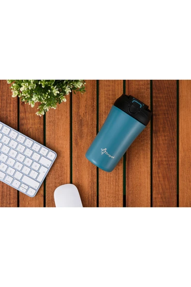 Termos Mug 400 ML - Paslanmaz Çelik, Pipetli ve Doğrudan İçme Kapaklı - Resim 3