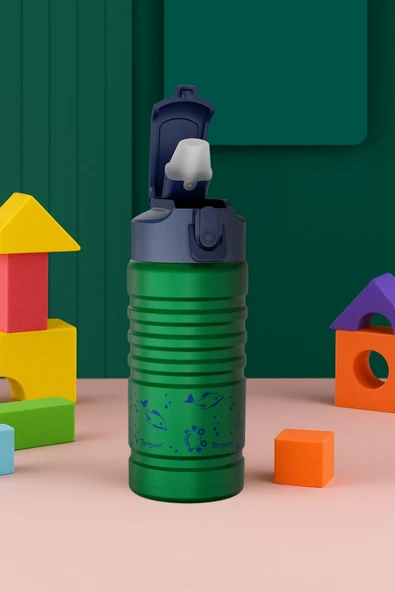 500ML Çocuk Su Matarası | Paslanmaz Çelik | Pipetli | BPA Free | Sızdırmaz Kapaklı - Resim 2