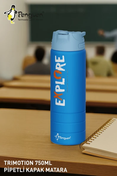 750ML Paslanmaz Çelik Su Matarası | Sızdırmaz Kapaklı | Pipetli | BPA Free | Dayanıklı ürün görseli