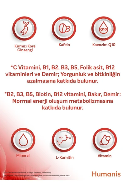 Humanis Energy Max Vitamin & Mineral 30 Tablet Enerji - Resim 2