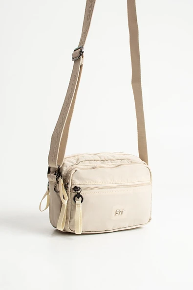 Yumuşak Dokulu Ultra Hafif, Esnek ve Su Geçirmez Polyamid Kumaş Omuz Çantası Bej Model: (571-13-14E) - Resim 4