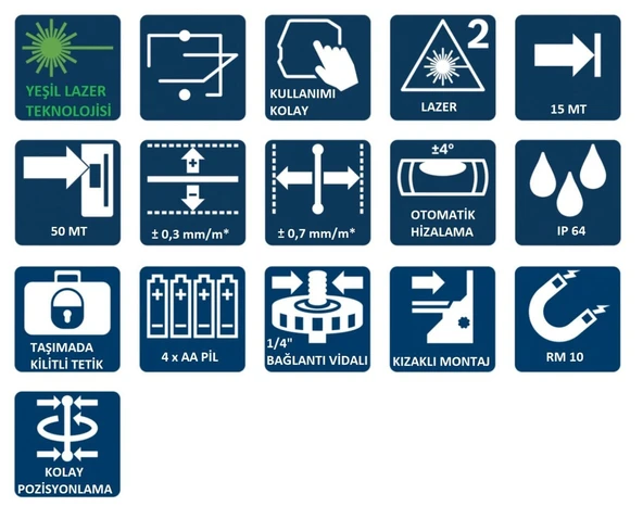 BOSCH GCL 2-50 G Yeşil Lazer Terazi (RM10 aparatlı) - Resim 5