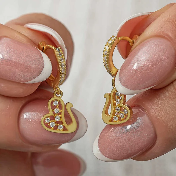 Gümüş Sallantılı Gold Kuğu Kadın Küpe ürün görseli 1