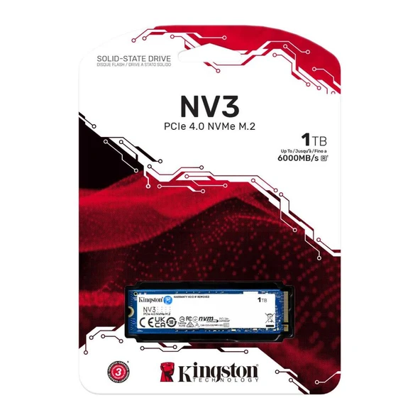 Kingston 1TB NV3 Gen4x4 NVMe M.2 SSD (6000MB Okuma / 4000MB Yazma) - 1