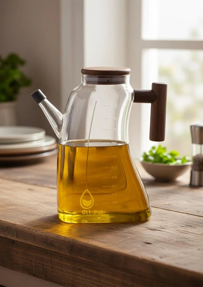 Cam Yağlık - Akasya Kulplu 1 Litre - Eğimli