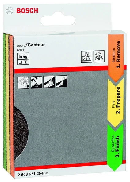 BOSCH S473 Çift Taraflı Sünger Zımpara Seti 3 Parça - Resim 2