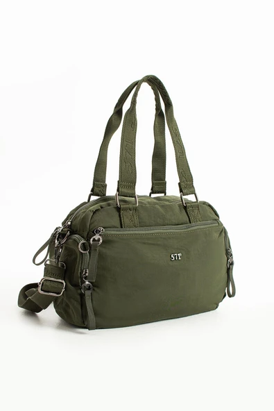 Yumuşak Dokulu Ultra Hafif, Esnek ve Su Geçirmez Polyamid Kumaş Omuz ve Kol Çantası Koyu Yeşil Model: (571-13-14G) - Resim 4