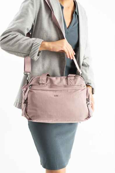 Yumuşak Dokulu Ultra Hafif, Esnek ve Su Geçirmez Polyamid Kumaş Omuz ve Kol Çantası Pembe Model: (571-13-14G) ürün görseli 1