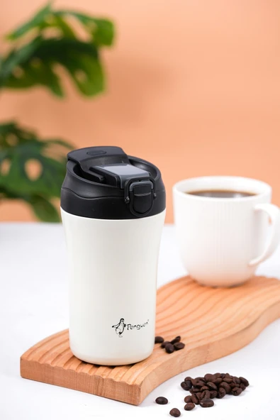 Termos Mug 400 ML - Paslanmaz Çelik, Pipetli ve Doğrudan İçme Kapaklı - Resim 2