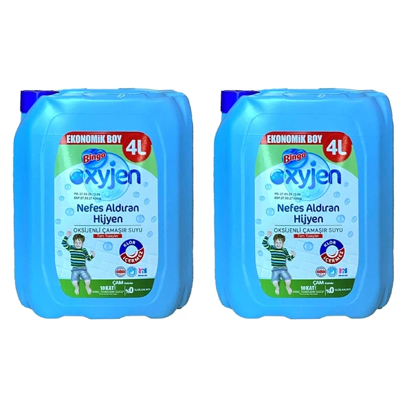 Bingo Oksijenli Çamaşır Suyu Çam Kokulu 4 Lt x 2 Adet - 1