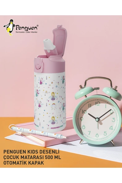 500ML Çocuk Su Matarası | Paslanmaz Çelik | Pipetli | BPA Free | Sızdırmaz Kapaklı ürün görseli 1