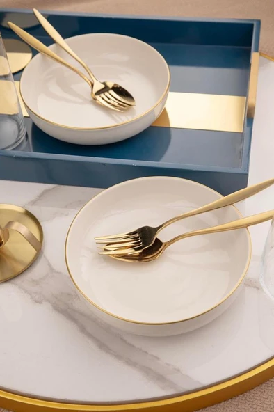 Kütahya Porselen Moderna 2 li 20 Cm Kase Altın File