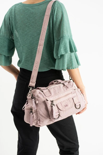 Yumuşak Dokulu Ultra Hafif, Esnek ve Su Geçirmez Polyamid Kumaş Omuz ve Kol Çantası Pembe Model: (571-13-14K) - 1