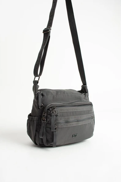 Yumuşak Dokulu Ultra Hafif, Esnek ve Su Geçirmez Polyamid Kumaş Omuz Çantası Gri Model: (571-13-14D) - Resim 4