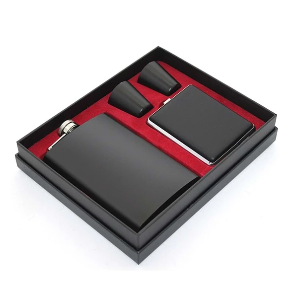 Paslanmaz Çelik 2 Shot Bardak Sigara Tabakalı Matara Seti - Resim 2