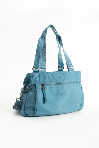 Yumuşak Dokulu Ultra Hafif, Esnek ve Su Geçirmez Polyamid Kumaş Omuz ve Kol Çantası Mavi Model: (571-13-14F) - Resim 4