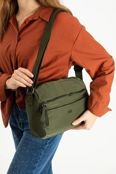 Yumuşak Dokulu Ultra Hafif, Esnek ve Su Geçirmez Polyamid Kumaş Omuz Çantası Koyu Yeşil Model: (571-13-14C) ürün görseli 1