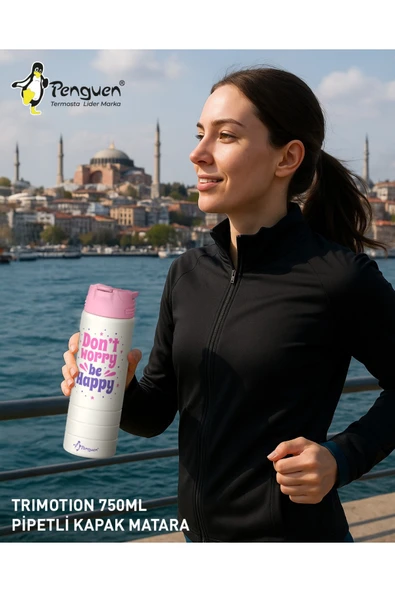 750ML Paslanmaz Çelik Su Matarası | Sızdırmaz Kapaklı | Pipetli | BPA Free | Dayanıklı - Resim 2