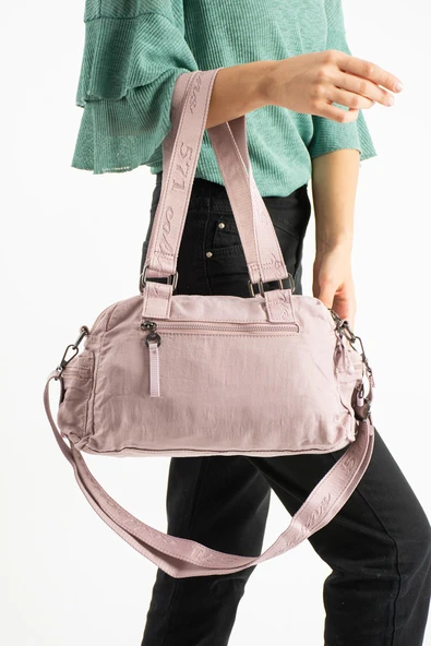 Yumuşak Dokulu Ultra Hafif, Esnek ve Su Geçirmez Polyamid Kumaş Omuz ve Kol Çantası Pembe Model: (571-13-14K) - 3