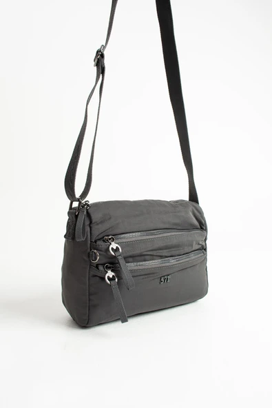 Yumuşak Dokulu Ultra Hafif, Esnek ve Su Geçirmez Polyamid Kumaş Omuz Çantası Gri Model: (571-13-14C) - Resim 4